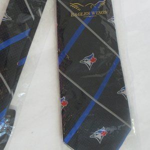 NWT Blue Jays Eagle Wings Blue/Black with Logo Tie #9628